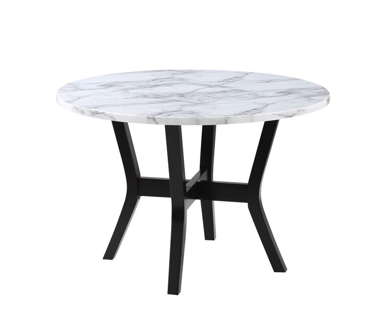 Kusa Engineered Stone & Black Finish 5Pc Pack Dining Set W/Engineering Stone Top