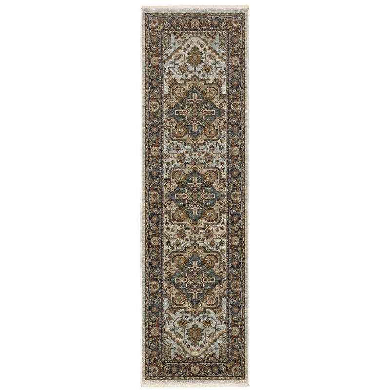 Aberdeen 1144W Beige/ Sky Blue Indoor Area Rug - 2'3" x 7'6"