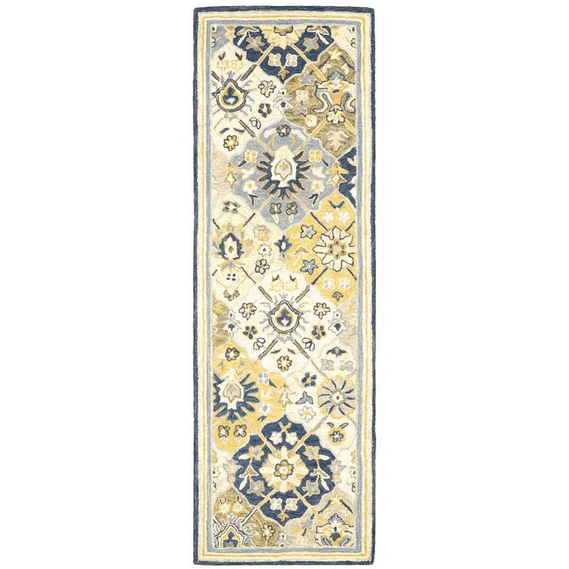 Alfresco 28406 Blue/ Gold Hand-crafted Wool Area Rug