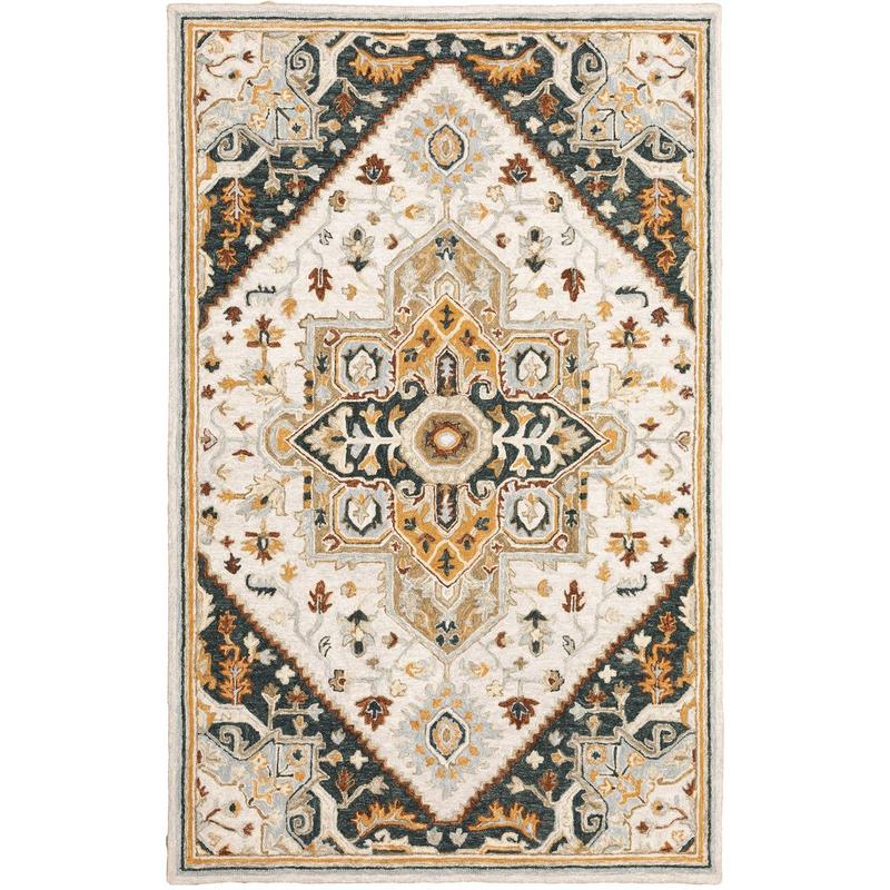 Alfresco 28407 Ivory/ Charcoal Hand-crafted Wool Area Rug - 3'6" x 5'6"