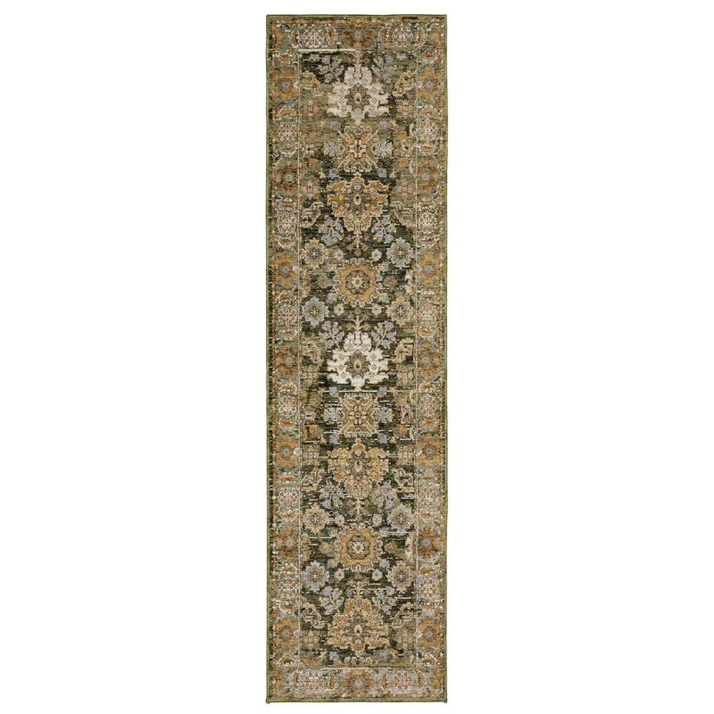 Andorra 2417B Green/ Gold Indoor Area Rug