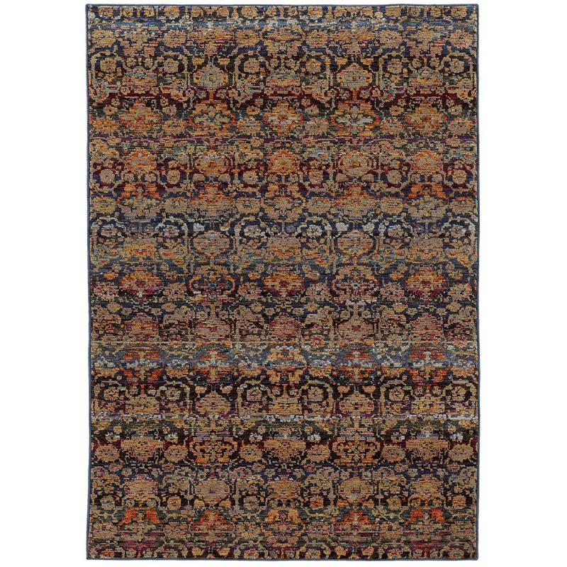 Andorra 6836C Multi/ Blue Indoor Area Rug - 1'10" x 3'2"