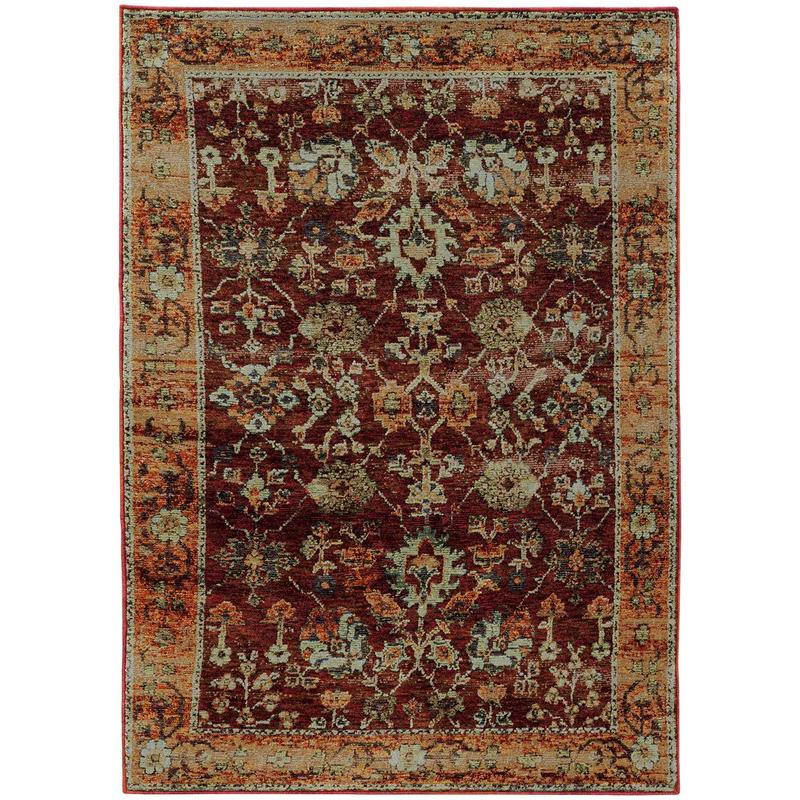Andorra 7154A Red/ Gold Indoor Area Rug - 1'10" x 3'2"