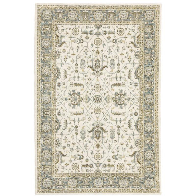Andorra 9537P Ivory/ Grey Indoor Area Rug - 1'10" x 3'2"