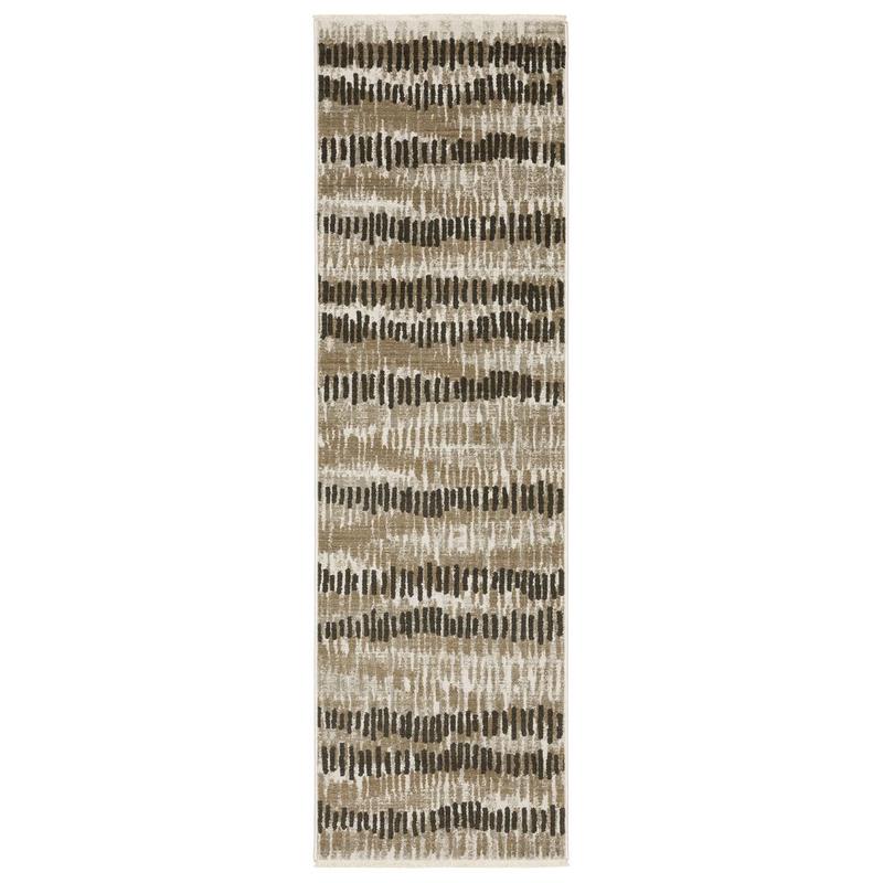 Bauer 8120D Beige/ Charcoal Indoor Area Rug - 2'3" x 7'6"