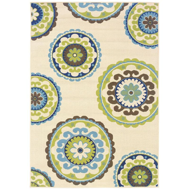 Caspian 859J6 Ivory/ Green Indoor/Outdoor Area Rug - 8'6" x 13'