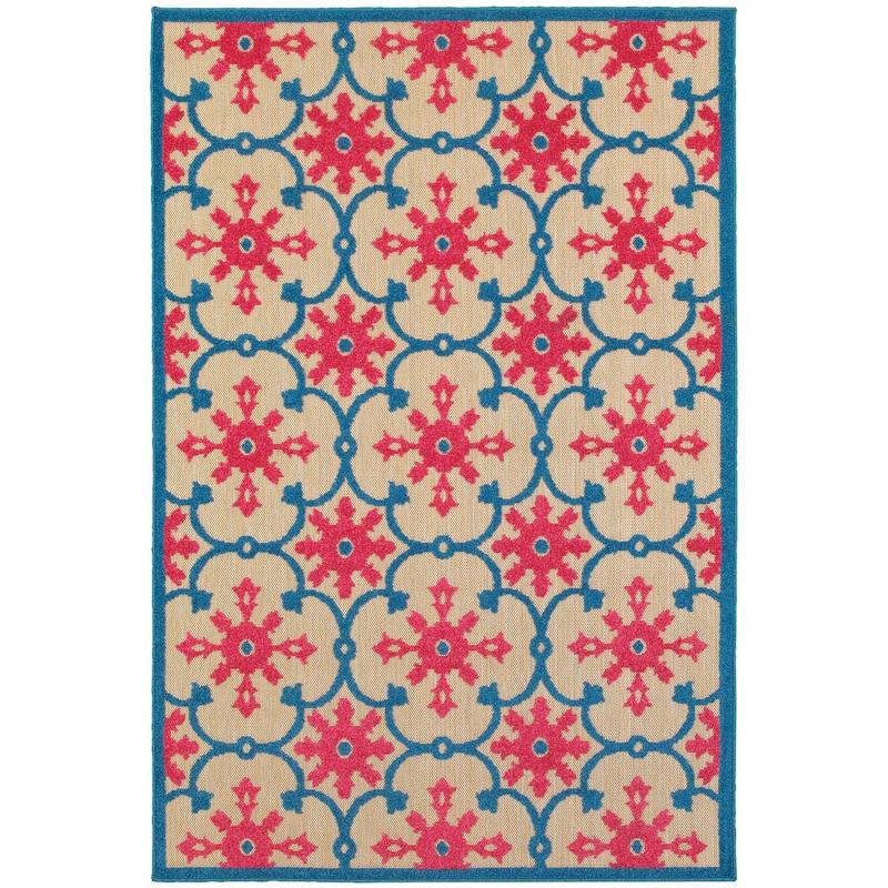 Cayman 190L9 Pink/Blue Indoor/Outdoor Area Rug - 1'10" x 3'3"