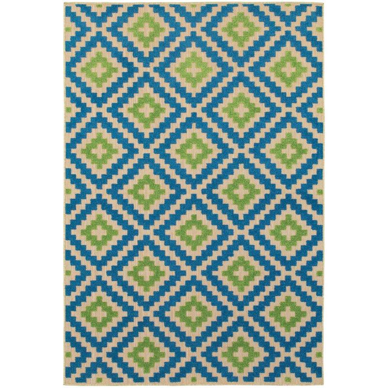 Cayman 2063Z Blue/ Green Indoor/Outdoor Area Rug - 1'10" x 3'3"