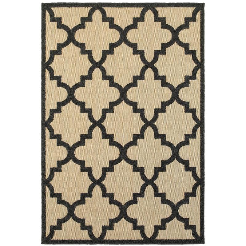 Cayman 660N9 Sand/ Charcoal Indoor/Outdoor Area Rug - 1'10" x 3'3"