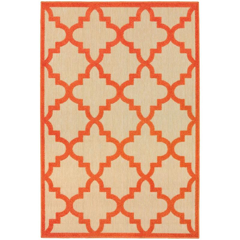Cayman 660O9 Sand/ Orange Indoor/Outdoor Area Rug - 1'10" x 3'3"