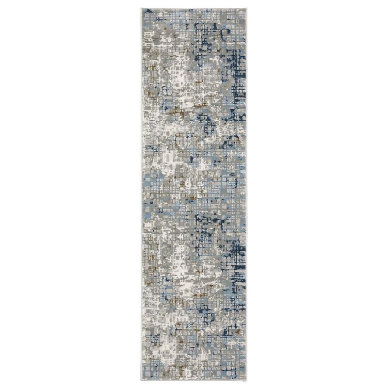 Easton 011E3 Blue/ Ivory Indoor Area Rug - 2'3" x 7'6"