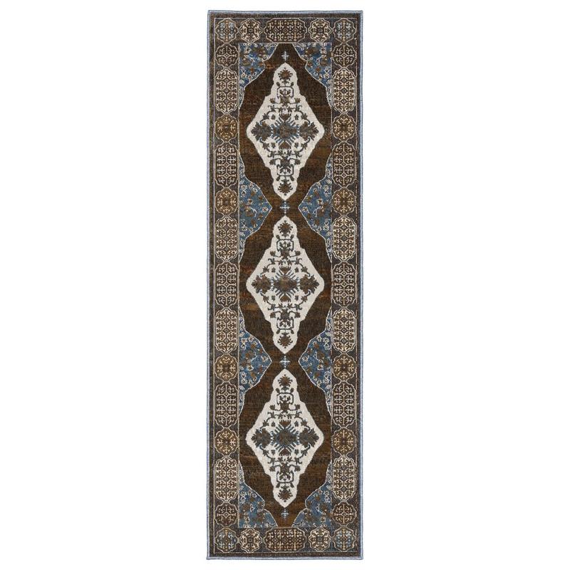 Ellington ELL06 Rust/ Blue Indoor Area Rug - 2'3" x 7'6"