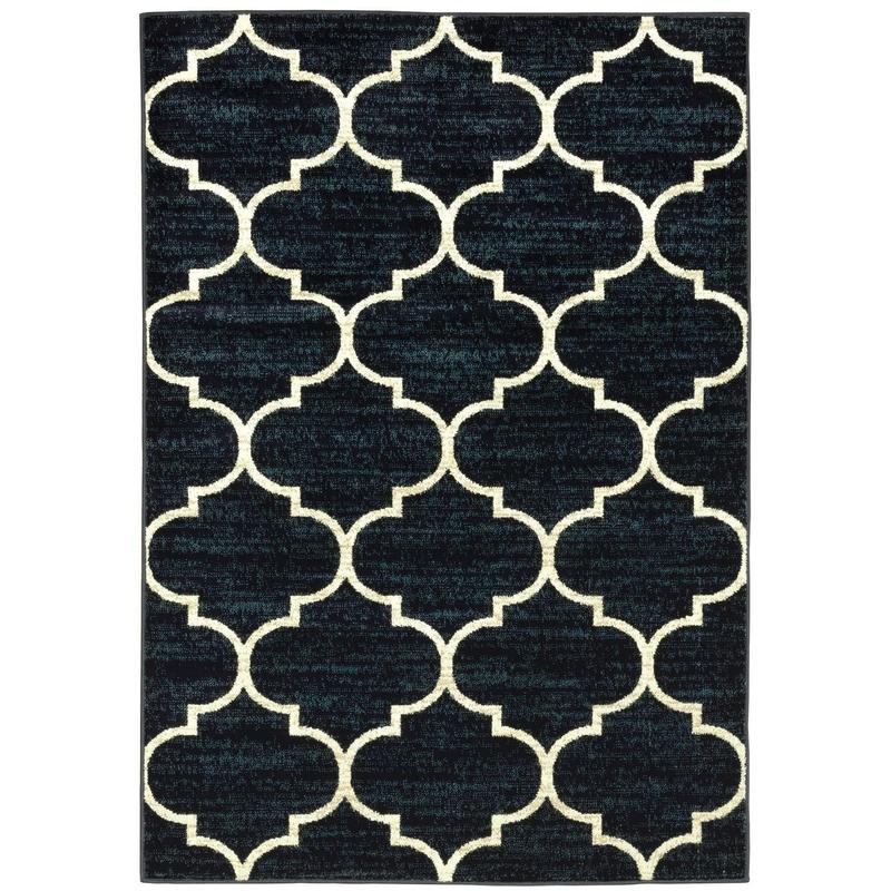 Evandale 9853B Navy/ Ivory Indoor Area Rug - 9'10" x 12'10"