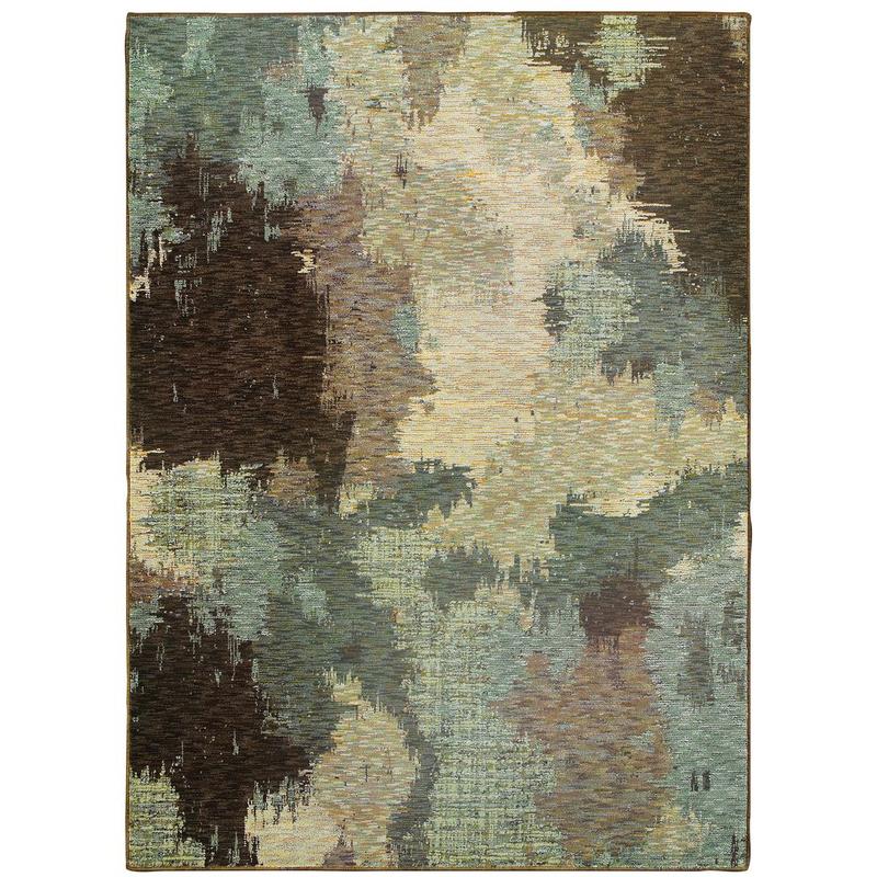 Evolution 8011B Blue/ Brown Indoor Area Rug - 1'10" x 3'2"