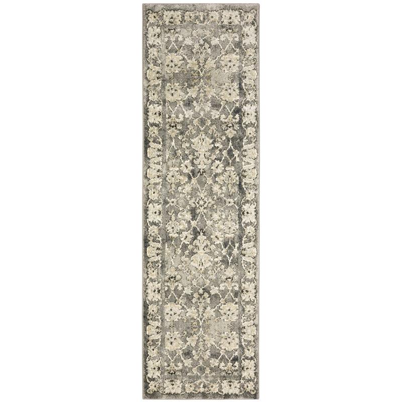 Florence 1002E Grey/ Beige Indoor Area Rug - 2'3" x 7'6"