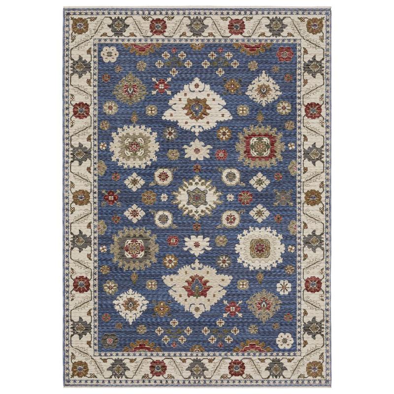 Hastings HA06Z Blue/ Ivory Indoor Area Rug - 2'3" x 7'6"