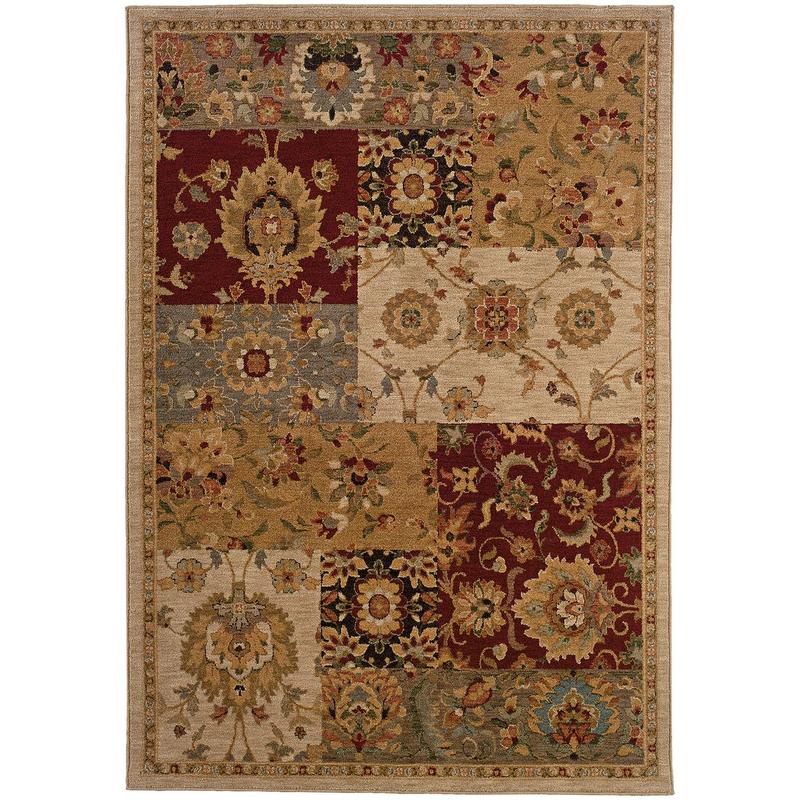 Infinity 1128A Beige/ Red Indoor Area Rug - 9'10" x 12'9"