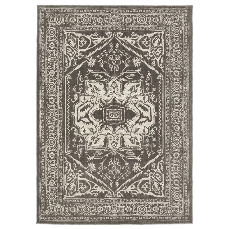 Intrigue INT04 Grey/ Ivory Indoor Area Rug - 3'10" x 5'5"