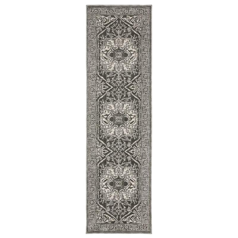 Intrigue INT04 Grey/ Ivory Indoor Area Rug - 2'3" x 7'6"