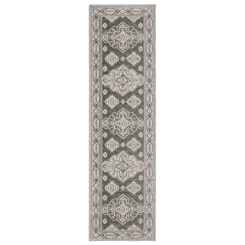 Intrigue INT06 Grey/ Grey Indoor Area Rug - 2'3" x 7'6"