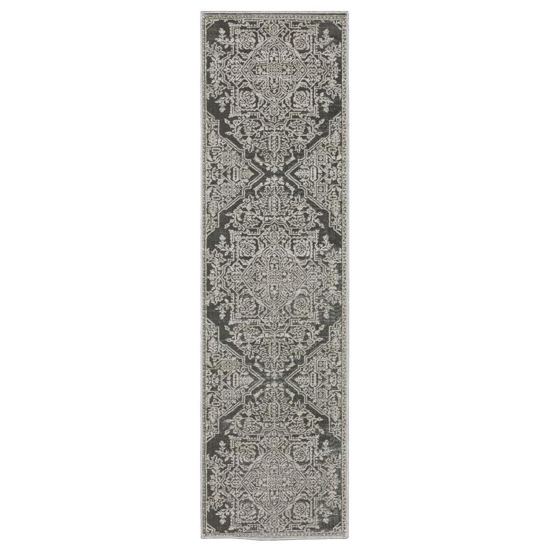 Intrigue INT12 Grey/Light Grey Indoor Area Rug - 2'3" x 7'6"