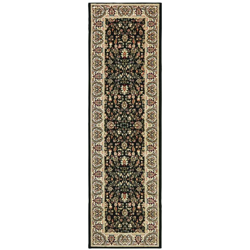 Kashan 108B1 Black/ Ivory Indoor Area Rug