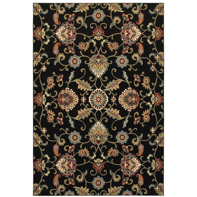 Kashan 9946K Black/ Multi Indoor Area Rug - 7'10" x 10'10"