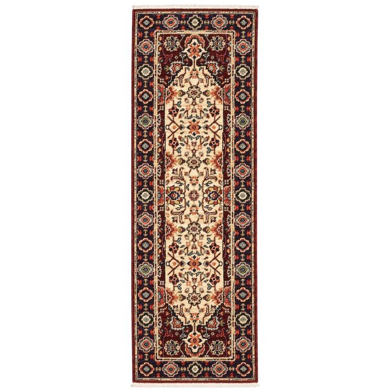 Lilihan 1802W Red/ Ivory Indoor Area Rug - 2' x 6'