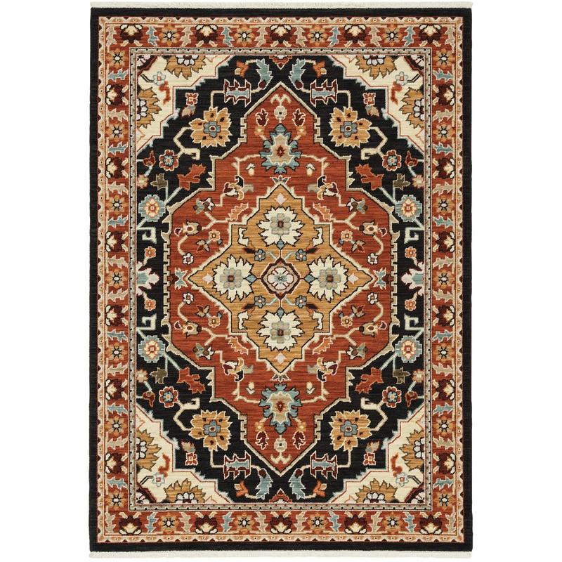 Lilihan 4929A Black/ Rust Indoor Area Rug - 3'3" x 5'