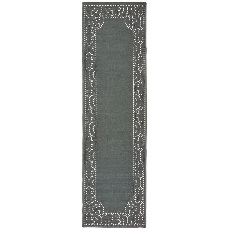 Marina 1247X Grey/ Ivory Indoor/Outdoor Area Rug - 2'3" x 7'6"