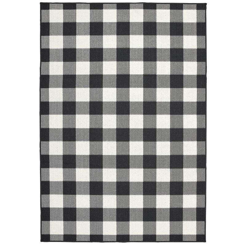 Marina 1932K Black/ Ivory Indoor/Outdoor Area Rug - 2'5" x 4'5"