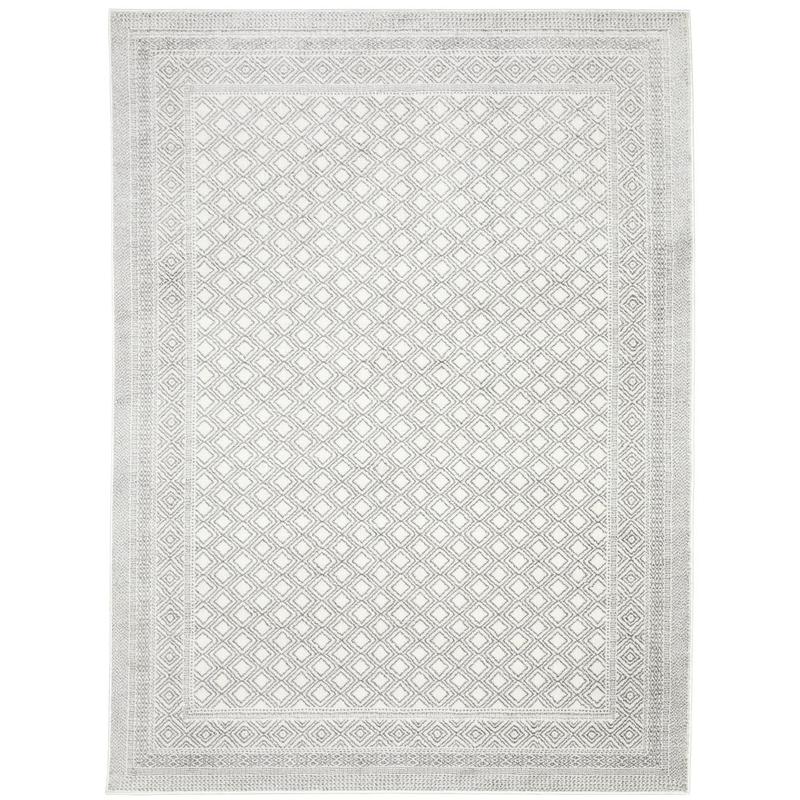 Montecito 094W8 White/ Grey Indoor Area Rug - 3'3" x 5'