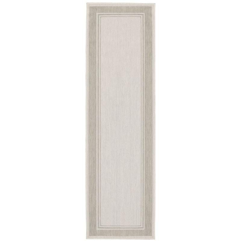 Portofino 6765W Ivory/ Grey Indoor/Outdoor Area Rug - 1'10" x 7'3"
