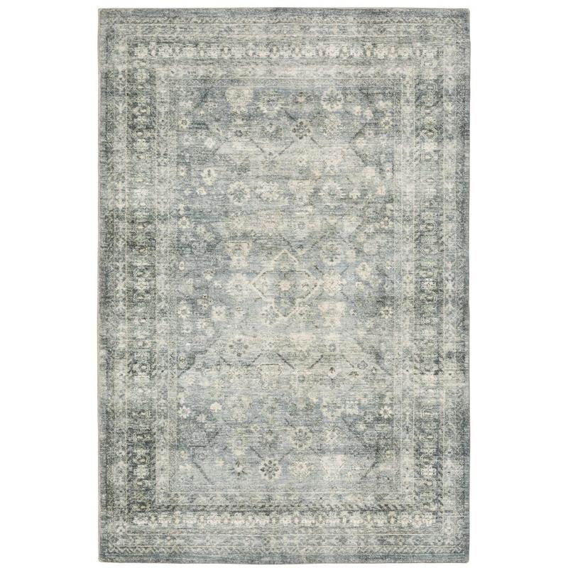 Savoy 28106 Blue/ Ivory Indoor Area Rug - 5'3" x 7'3"