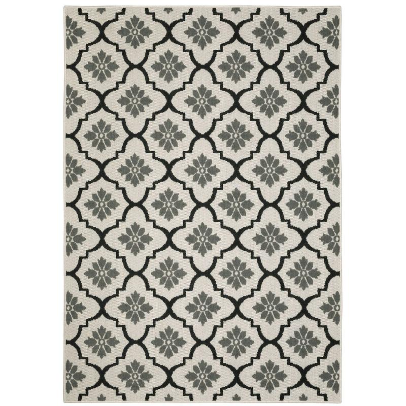 Torrey 5562E Light Grey/ Black Indoor/Outdoor Area Rug - 1'10" x 3'9"