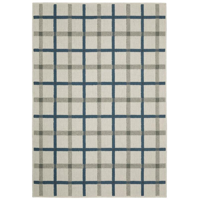 Torrey 7150H Light Grey/ Blue Indoor/Outdoor Area Rug - 1'10" x 3'9"