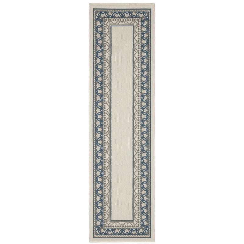 Torrey 8020W Light Grey/ Blue Indoor/Outdoor Area Rug - 1'10" x 7'3"