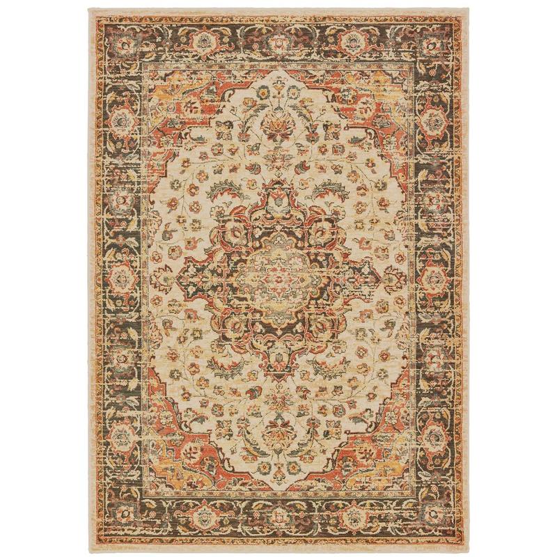 Toscana 9551A Ivory/ Orange Indoor Area Rug - 9'10" x 12'10"