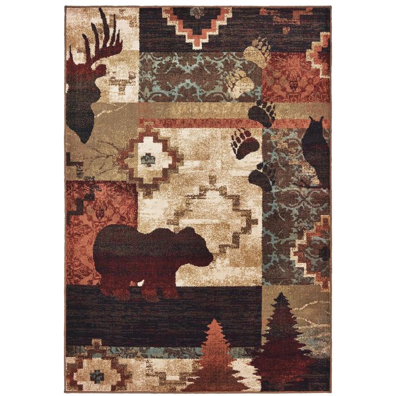 Woodlands 9649A Brown/ Rust Indoor Area Rug - 1'10" x 3'