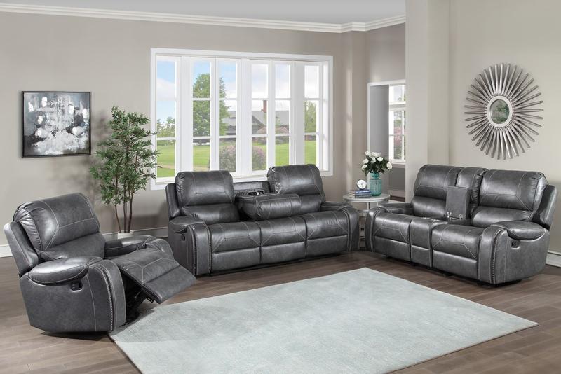 Keily Manual Reclining 3 Piece Motion Set - Grey
