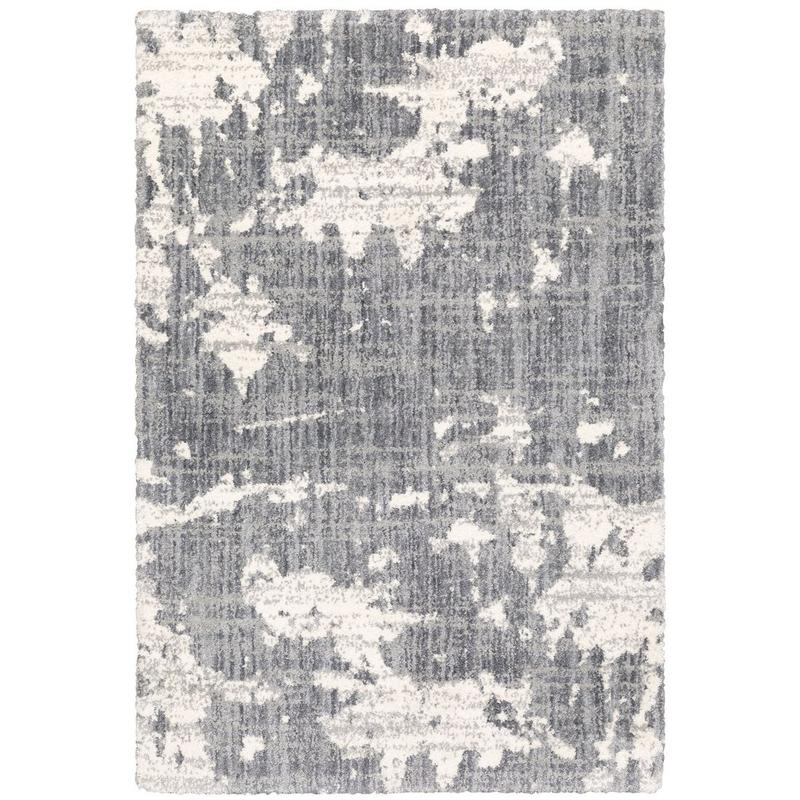 Aspen 003H9 Grey/ Ivory Indoor Area Rug - 6'7" x 9'6"