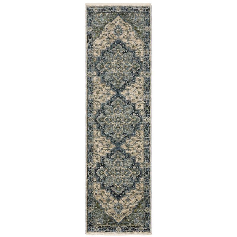 Aberdeen 051G1 Blue/ Tan Indoor Area Rug - 2'3" x 7'6"