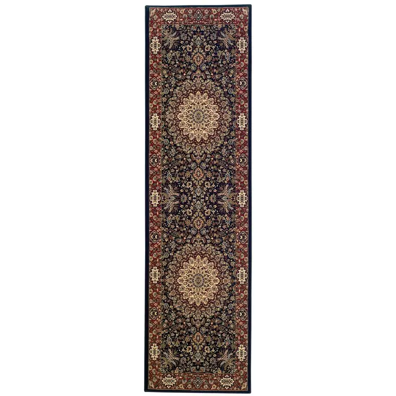 Ariana 095B3 Blue/ Red Indoor Area Rug - 2'3" x 7'9"