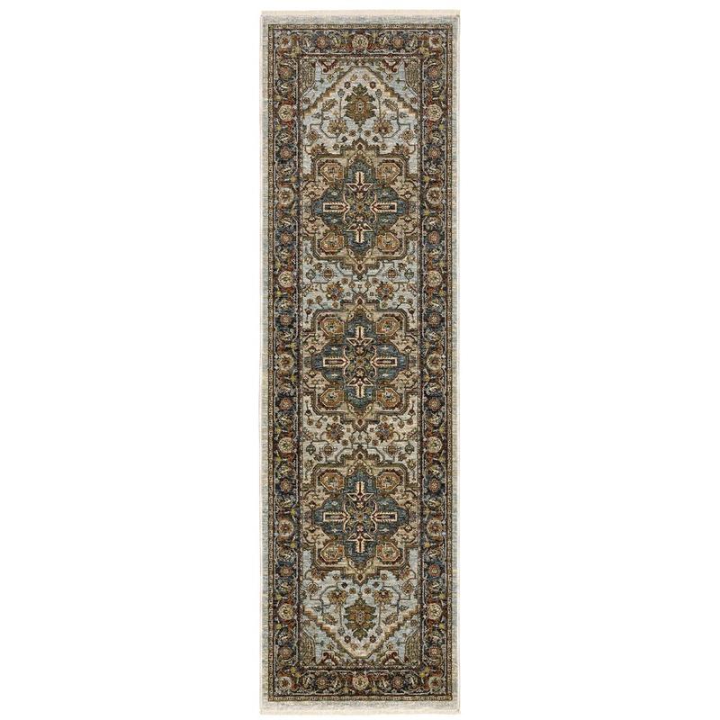 Aberdeen 1144W Beige/ Sky Blue Indoor Area Rug - 2'3" x 7'6"