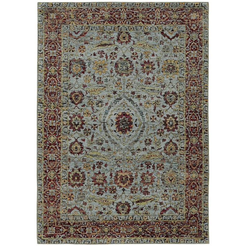 Andorra 7155A Blue/ Red Indoor Area Rug - 6'7" x 9'6"