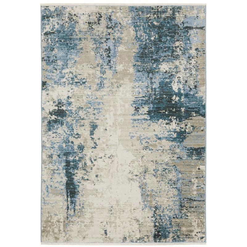 Bauer 041L2 Blue/ Beige Indoor Area Rug - 3'10" x 5'5"