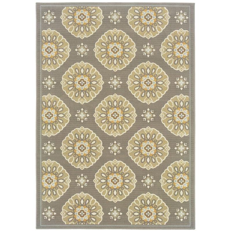 Bali 5863N Grey/ Gold Indoor/Outdoor Area Rug - 8'6" x 13'