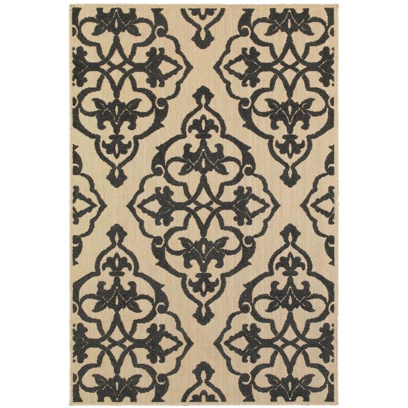 Cayman 001B9 Sand/ Charcoal Indoor/Outdoor Area Rug - 9'10" x 12'10"