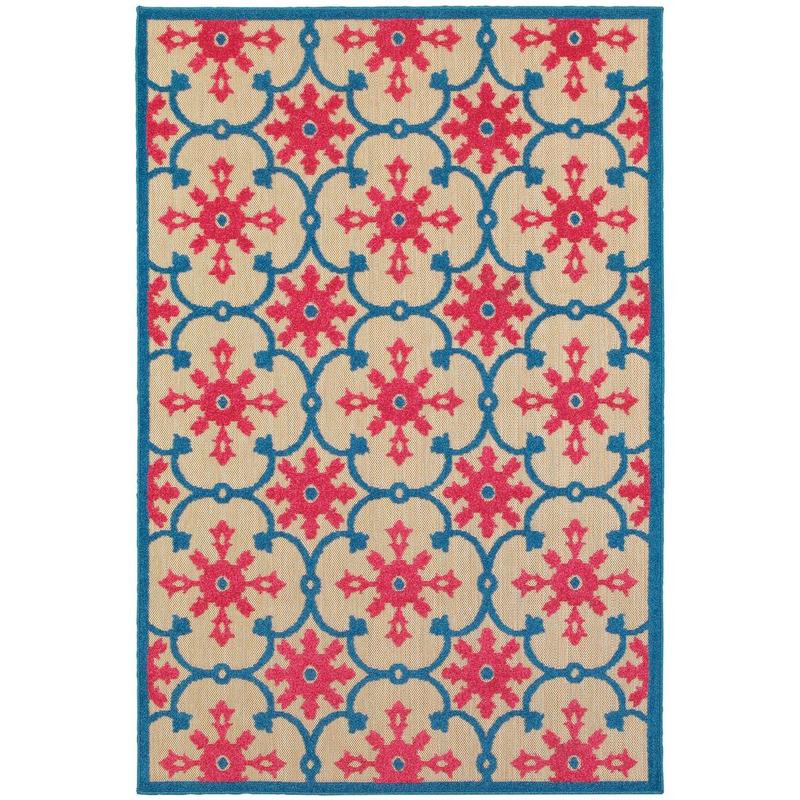 Cayman 190L9 Pink/ Blue Indoor/Outdoor Area Rug - 5'3" x 7'6"