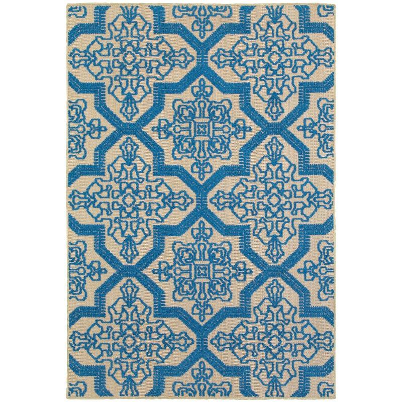 Cayman 2541M Sand/ Blue Indoor/Outdoor Area Rug - 1'10" x 3'3"